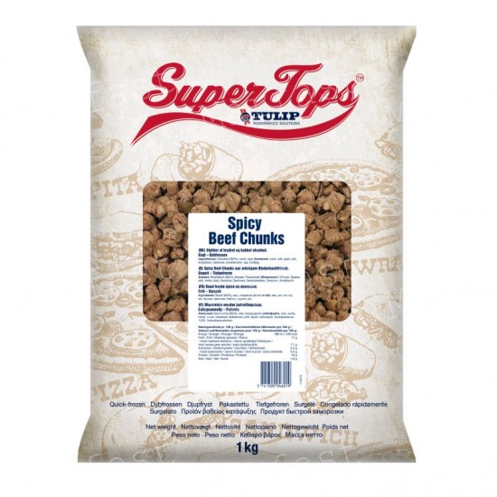 SUPER TOPS SPICY BEEF MINI CHUNKS 1KG