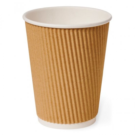 12oz Brown Ripple Wall Paper Hot Cup 1x500