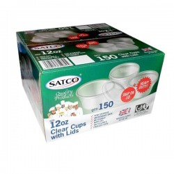 Satco 12oz Clear tubs&lids 150's