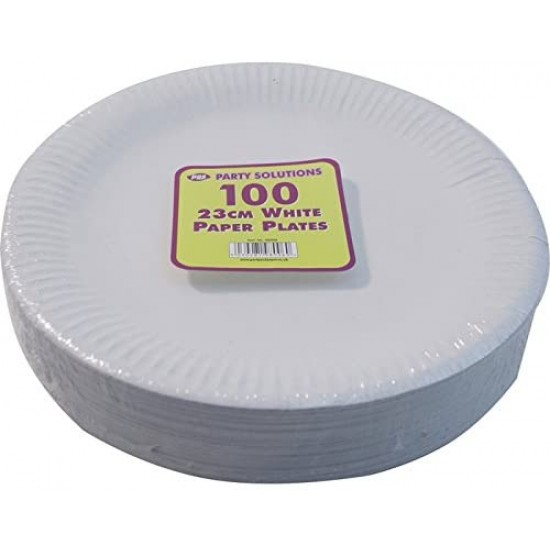 Paper Plate Round White 9 1x100