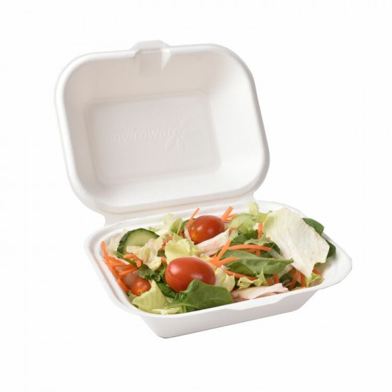 Medium White Bagasse Food (HP9) Box HBB50 1X50