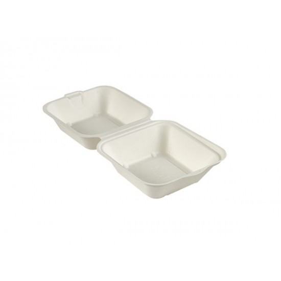 HB030 5 Square Bagasse Burger Box 500s