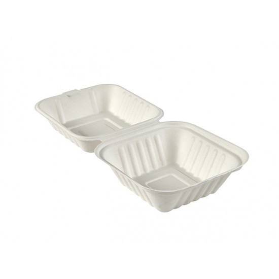 6 White Bagasse Clambshell HBB55 1x400