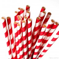 Paper Straw Red & White Stripe 197mm 1x250