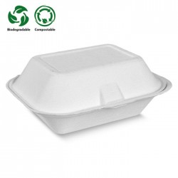 5.5" White Bagasse Burger (HP6) Box HBB31 1x500